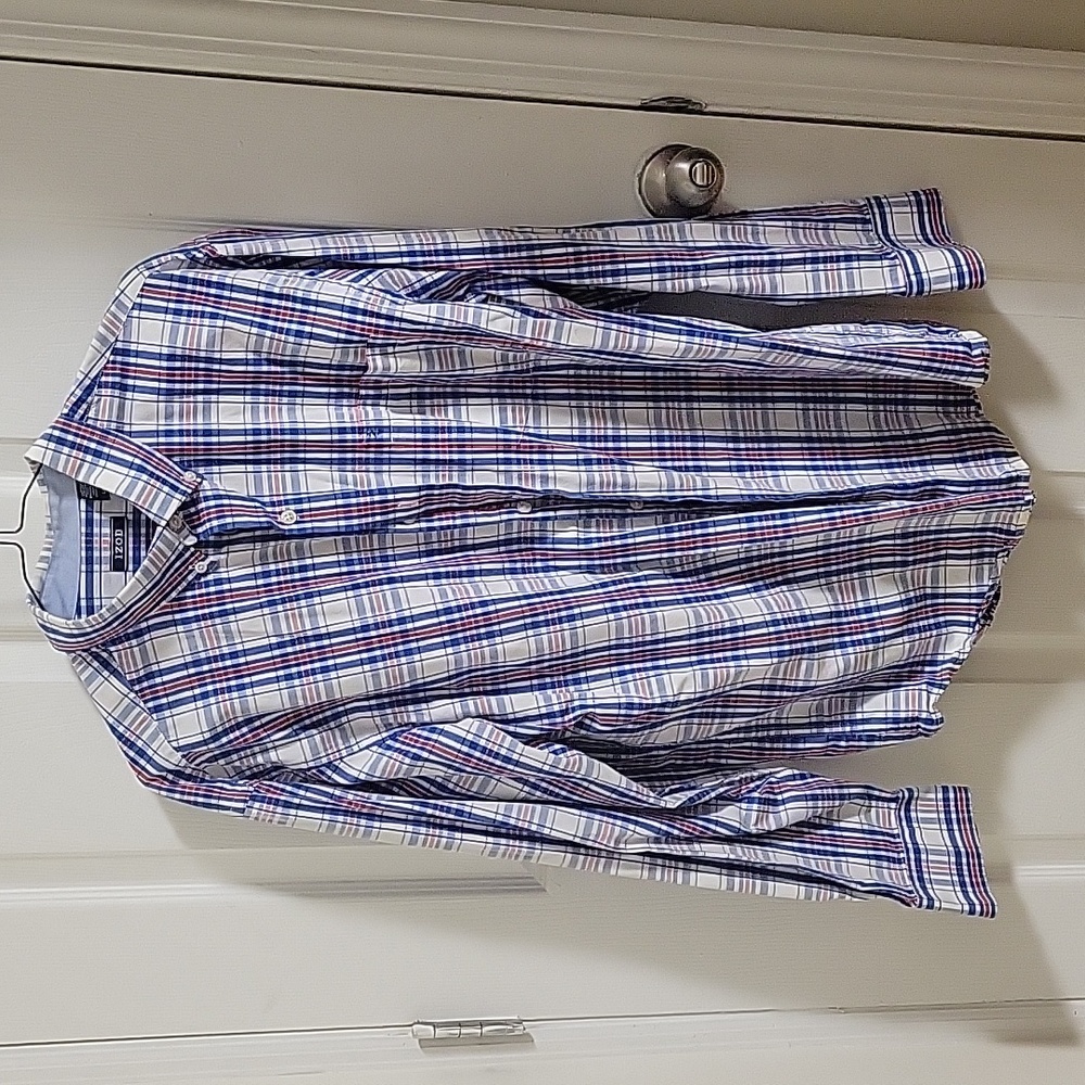 Men Dress Izod Shirt L blue
